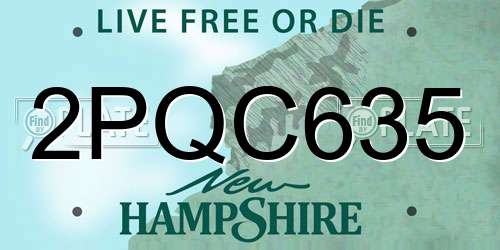 2PQC635 New Hampshire License Plate