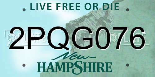 2PQG076 New Hampshire License Plate
