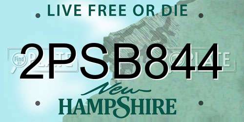2PSB844 New Hampshire License Plate