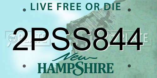 2PSS844 New Hampshire License Plate