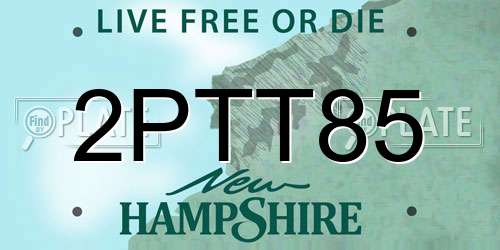 2PTT85 New Hampshire License Plate