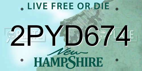 2PYD674 New Hampshire License Plate
