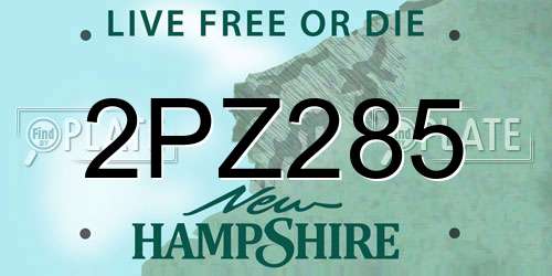 2PZ285 New Hampshire License Plate