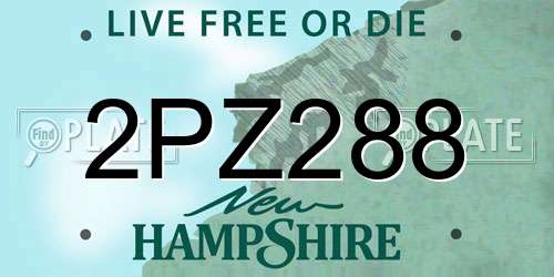 2PZ288 New Hampshire License Plate