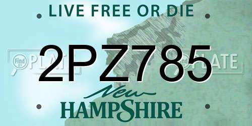 2PZ785 New Hampshire License Plate