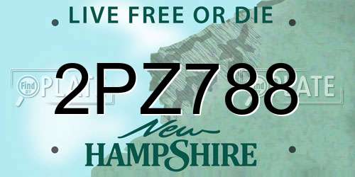2PZ788 New Hampshire License Plate