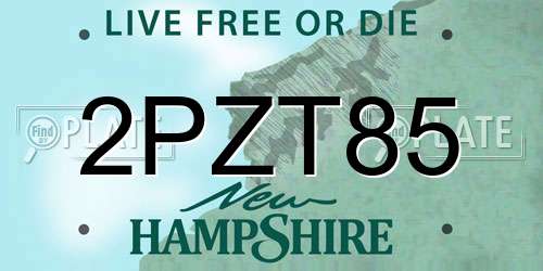 2PZT85 New Hampshire License Plate