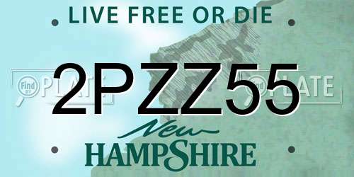 2PZZ55 New Hampshire License Plate
