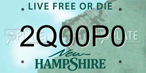 2Q00P0 New Hampshire License Plate