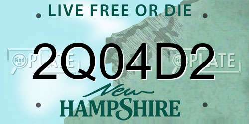 2Q04D2 New Hampshire License Plate