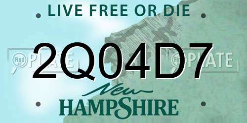 2Q04D7 New Hampshire License Plate