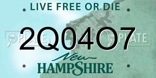 2Q04O7 New Hampshire License Plate