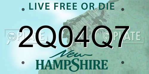 2Q04Q7 New Hampshire License Plate