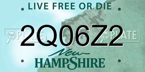 2Q06Z2 New Hampshire License Plate