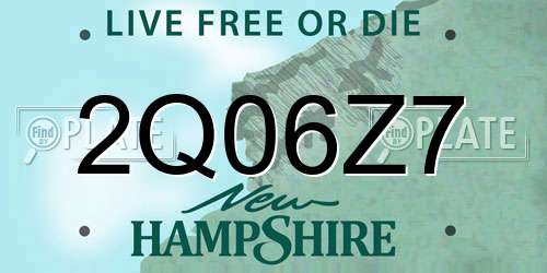2Q06Z7 New Hampshire License Plate