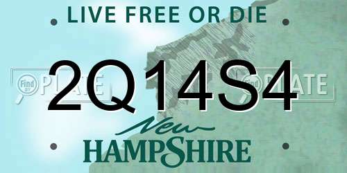 2Q14S4 New Hampshire License Plate