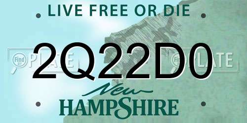 2Q22D0 New Hampshire License Plate
