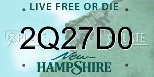2Q27D0 New Hampshire License Plate
