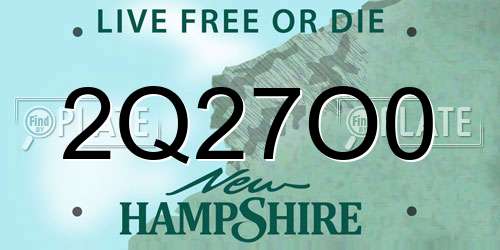 2Q27O0 New Hampshire License Plate