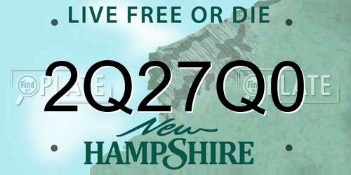 2Q27Q0 New Hampshire License Plate