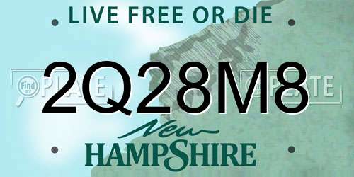 2Q28M8 New Hampshire License Plate