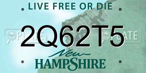 2Q62T5 New Hampshire License Plate