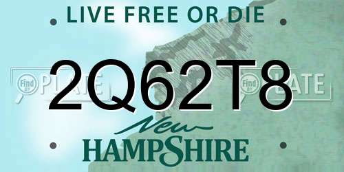 2Q62T8 New Hampshire License Plate
