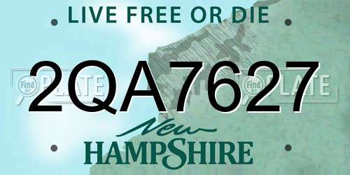 2QA7627 New Hampshire License Plate