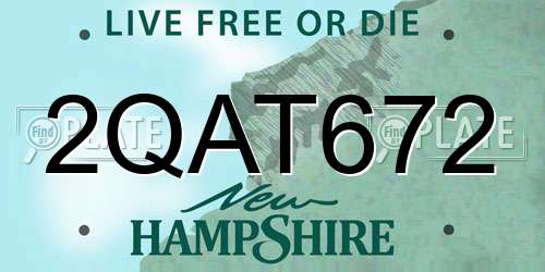 2QAT672 New Hampshire License Plate