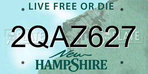 2QAZ627 New Hampshire License Plate