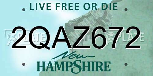 2QAZ672 New Hampshire License Plate