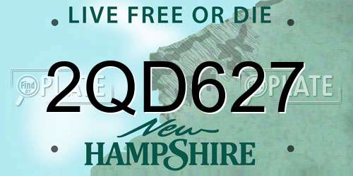 2QD627 New Hampshire License Plate
