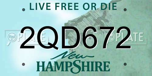 2QD672 New Hampshire License Plate