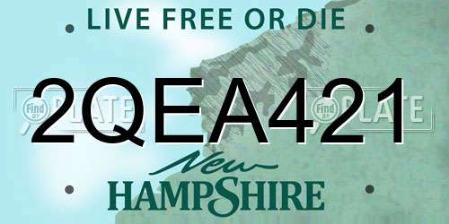 2QEA421 New Hampshire License Plate
