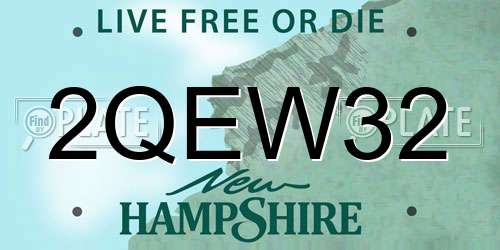 2QEW32 New Hampshire License Plate