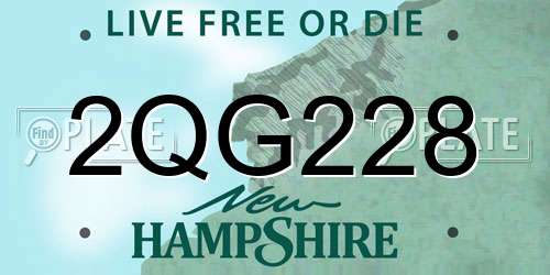 2QG228 New Hampshire License Plate