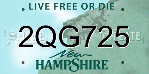2QG725 New Hampshire License Plate