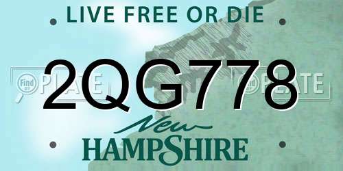 2QG778 New Hampshire License Plate