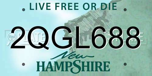 2QGL688 New Hampshire License Plate