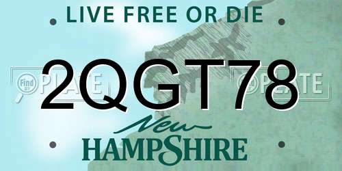 2QGT78 New Hampshire License Plate