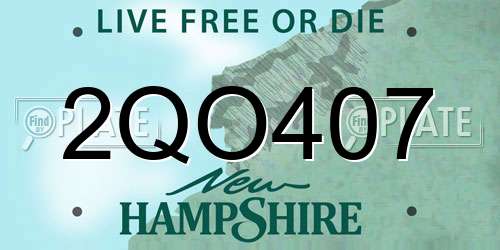 2QO407 New Hampshire License Plate