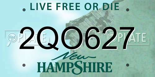2QO627 New Hampshire License Plate