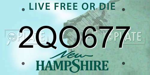 2QO677 New Hampshire License Plate