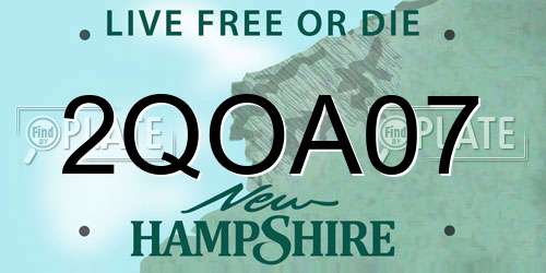 2QOA07 New Hampshire License Plate