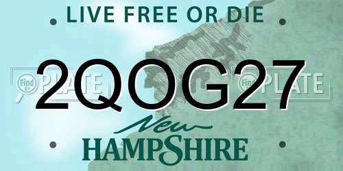 2QOG27 New Hampshire License Plate