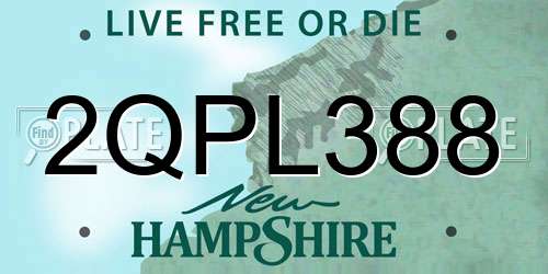 2QPL388 New Hampshire License Plate