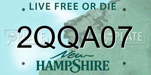 2QQA07 New Hampshire License Plate