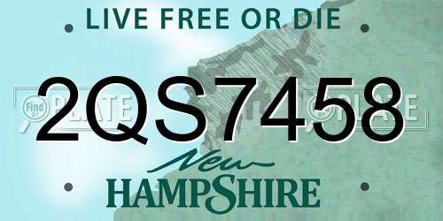 2QS7458 New Hampshire License Plate