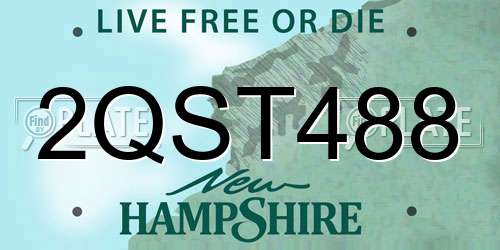 2QST488 New Hampshire License Plate