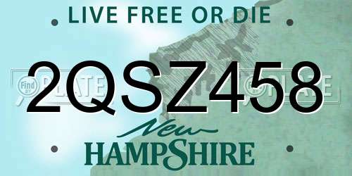 2QSZ458 New Hampshire License Plate